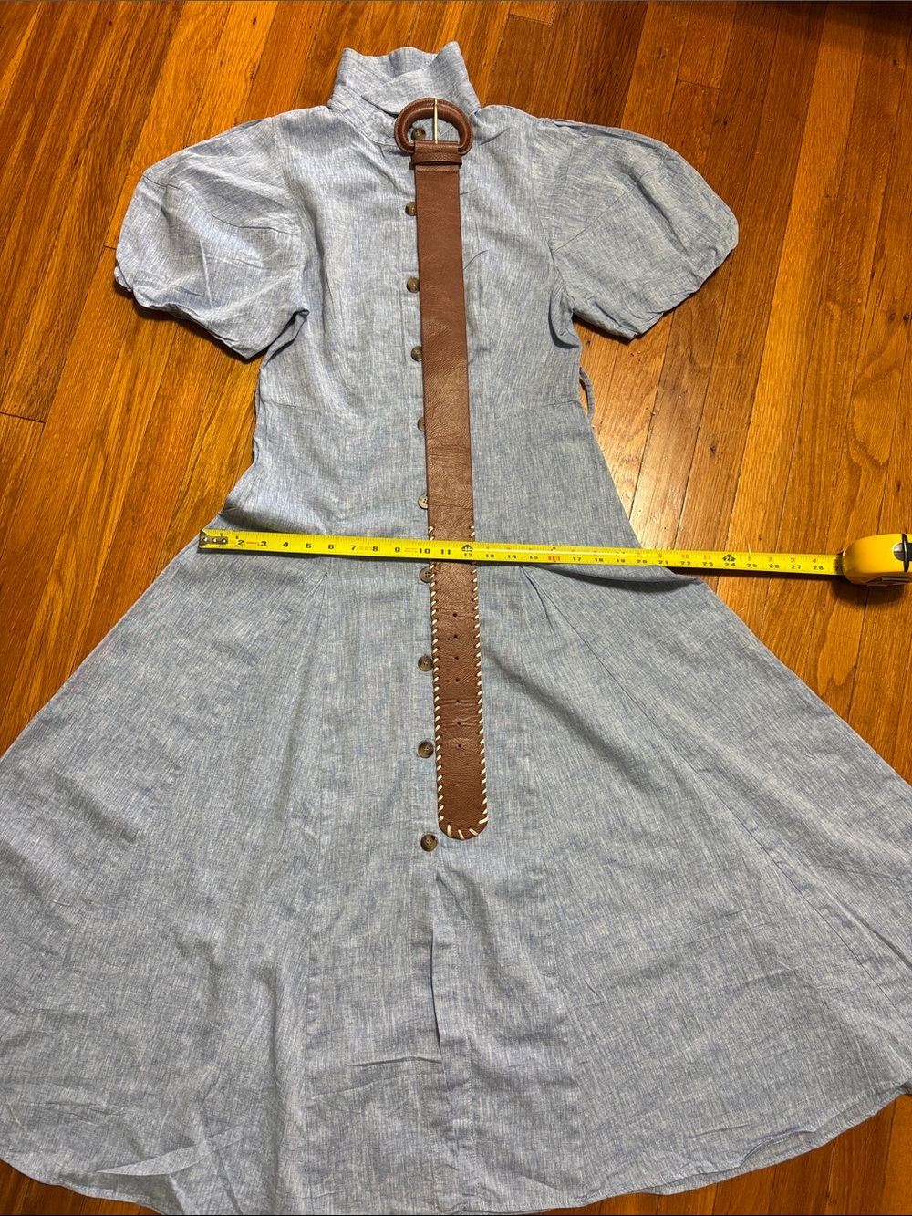 π Zara Light Blue Button-Front Midi Shirt Dress - Picture 15 of 16